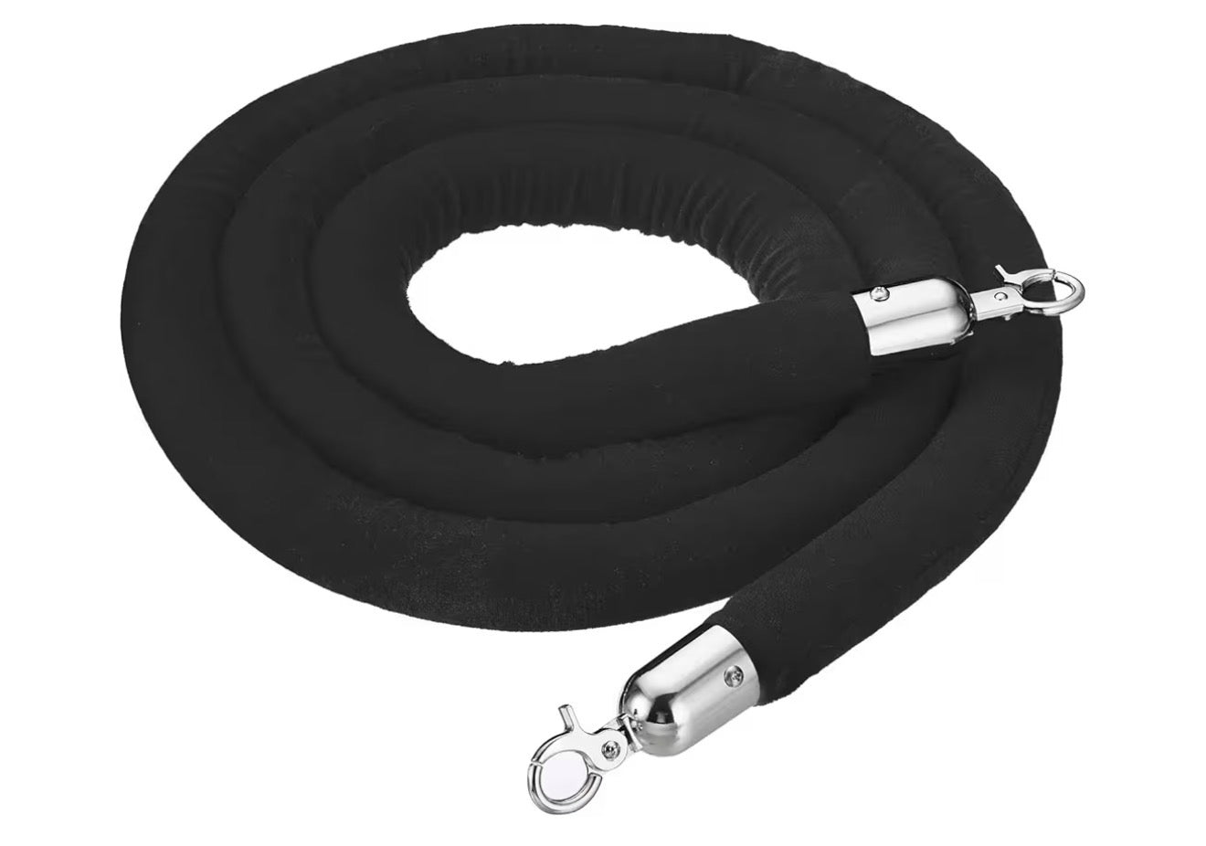 Stanchion Velvet Rope Black & Silver
