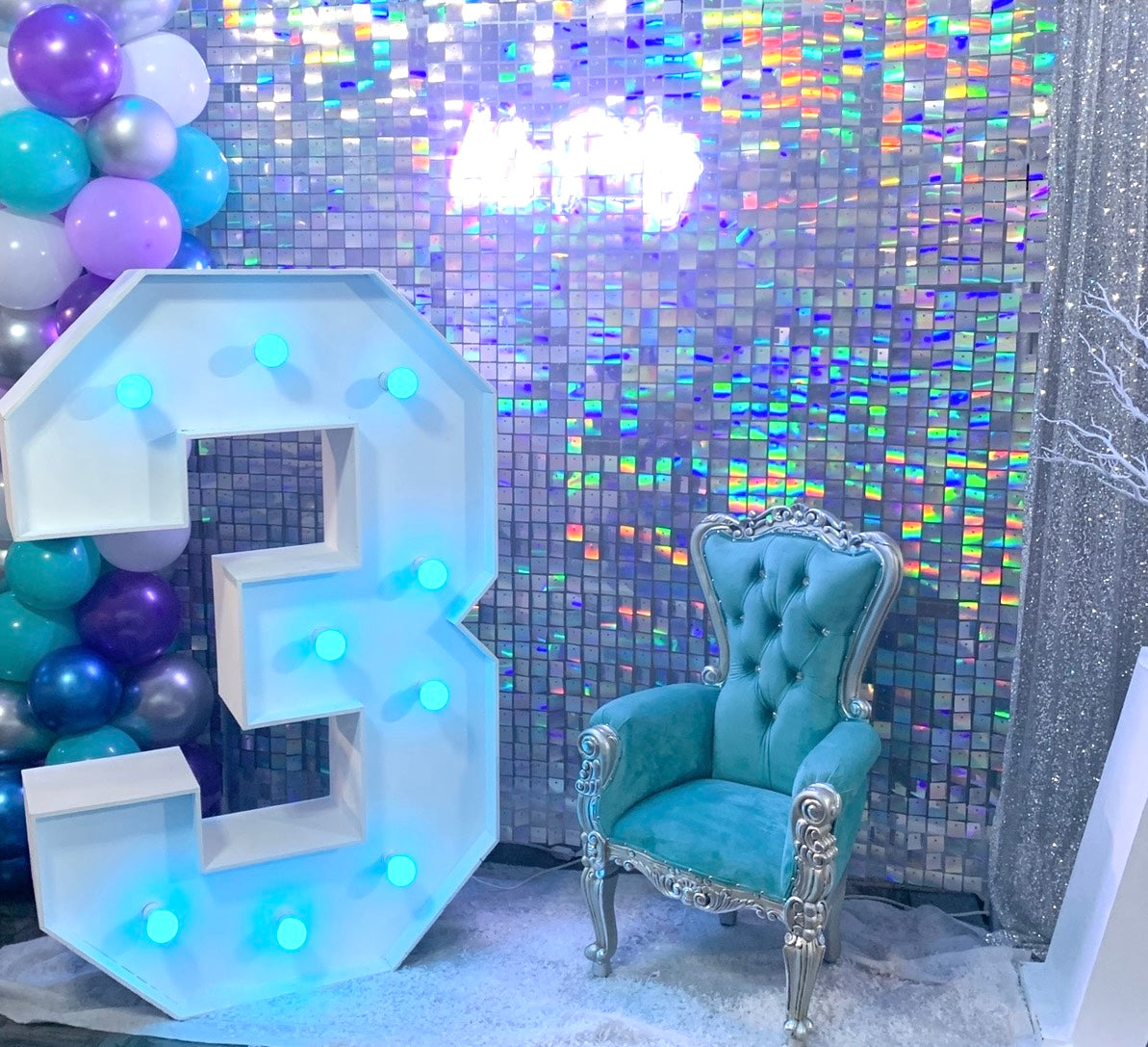Kid Throne Chair Blue & Silver