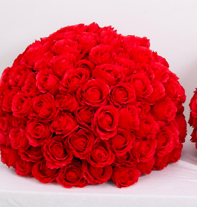 Red silk rose ball