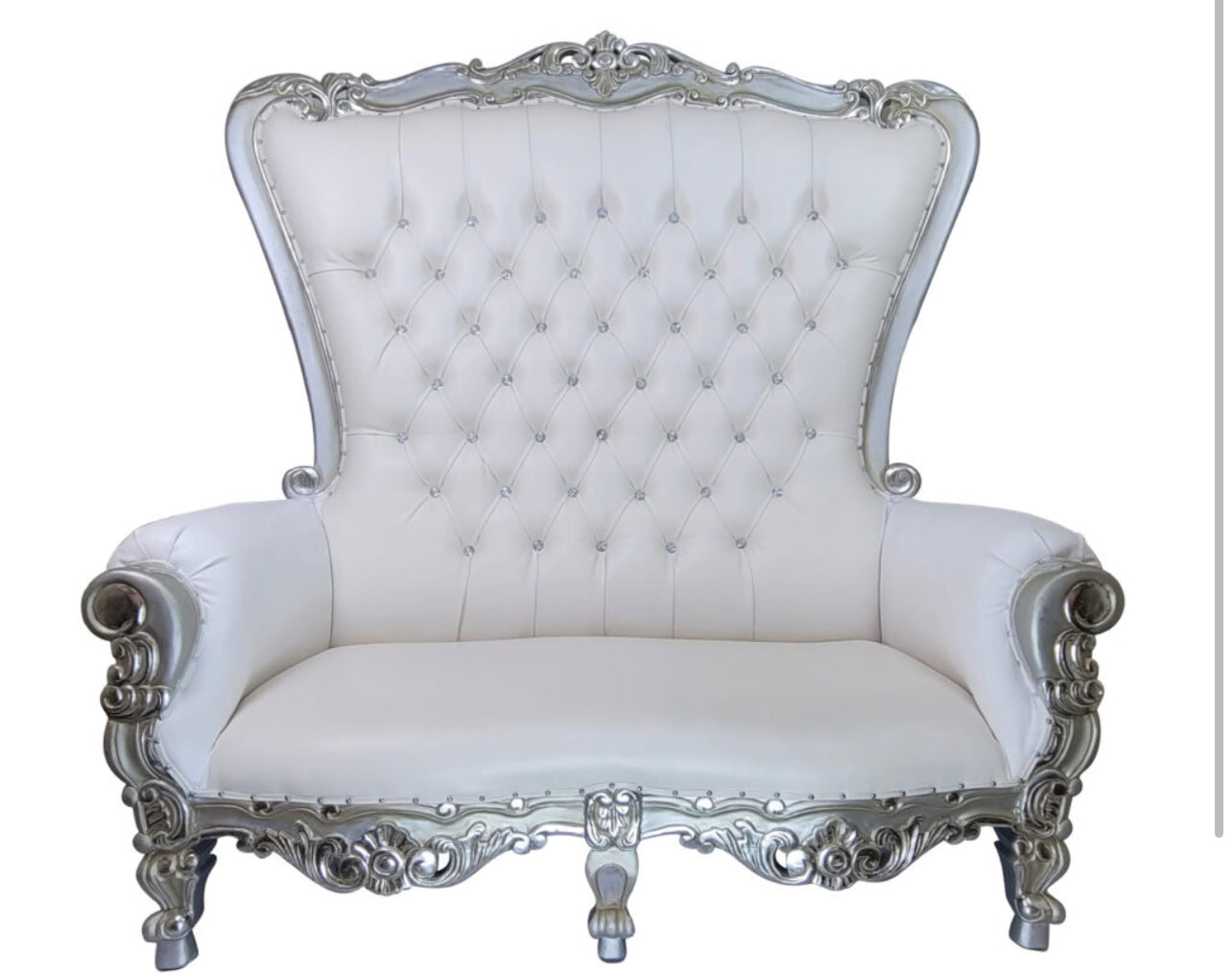 Loveseat throne - white & silver