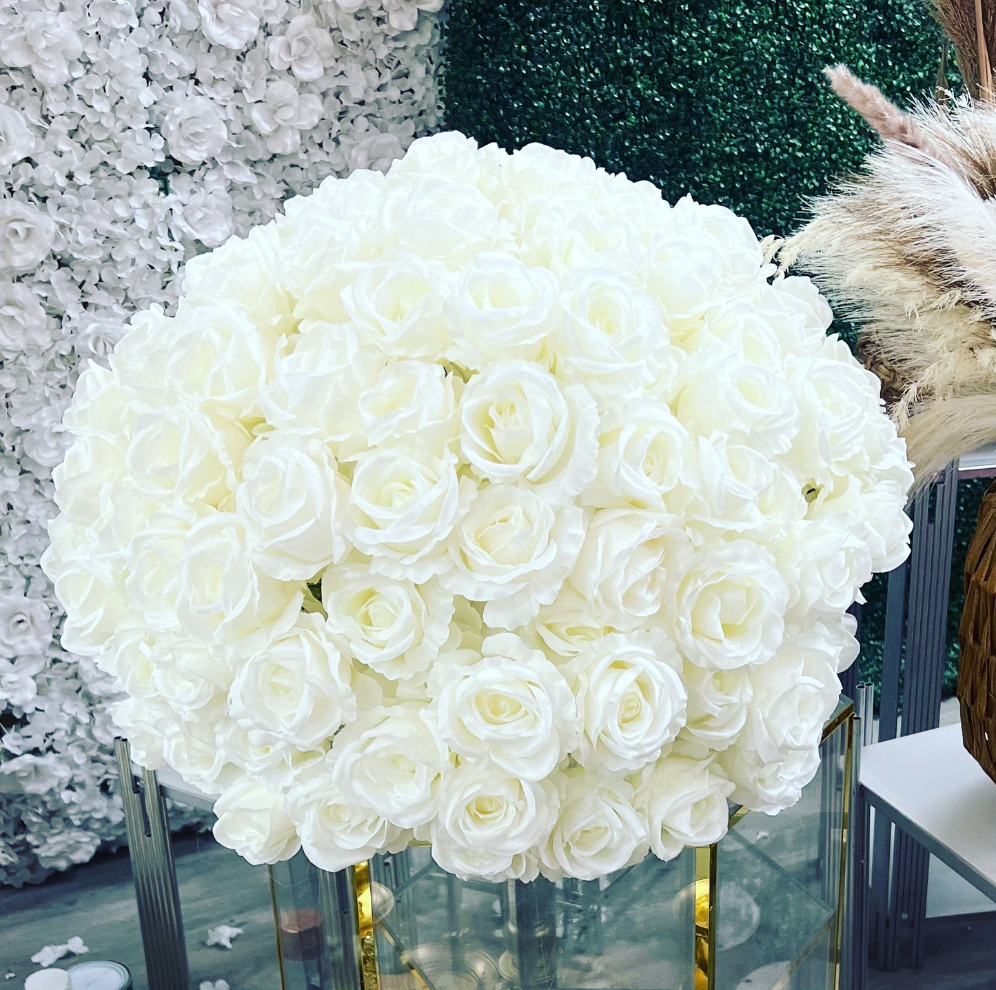 White Silk Rose Ball
