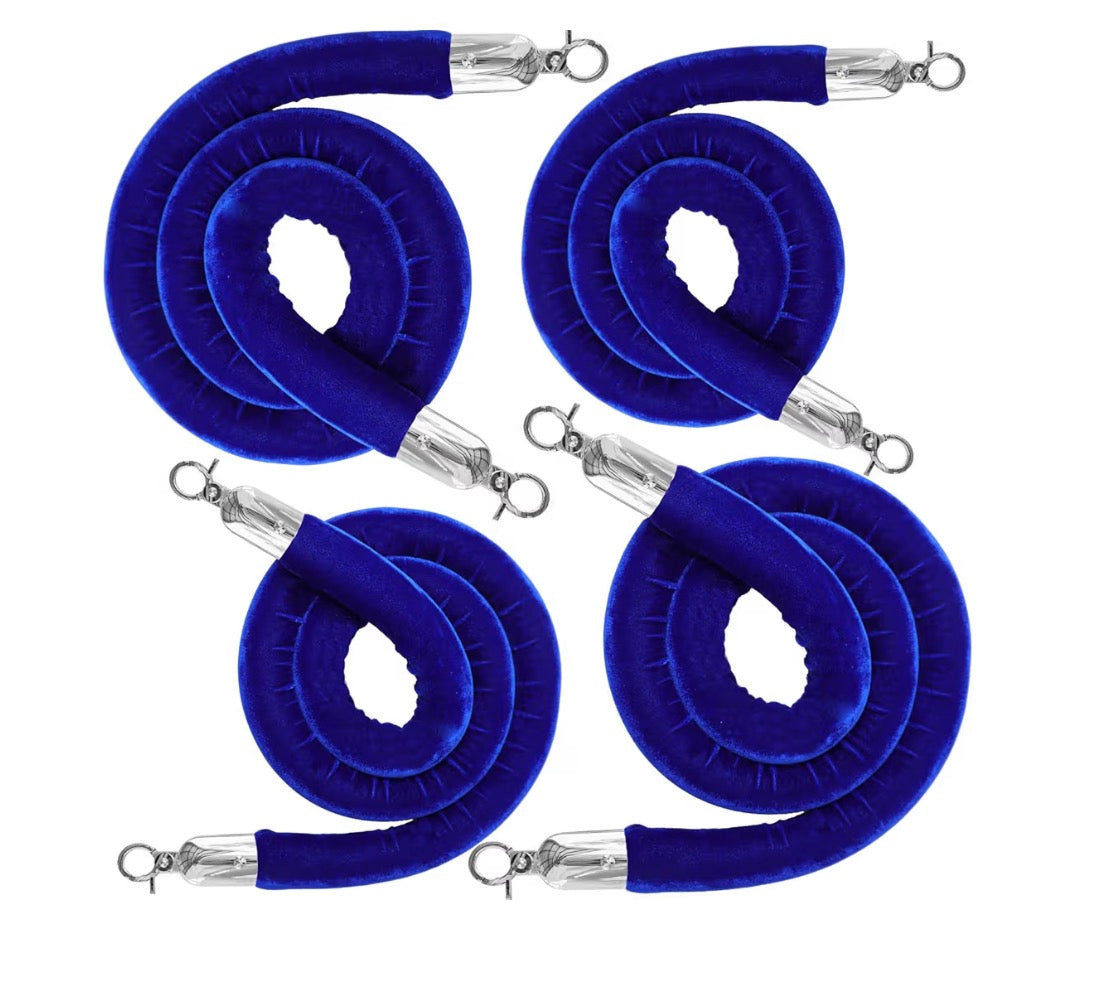 Stanchion Velvet Rope Blue & Silver