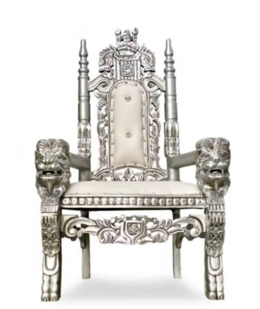 Kid Throne Chair White & Silver