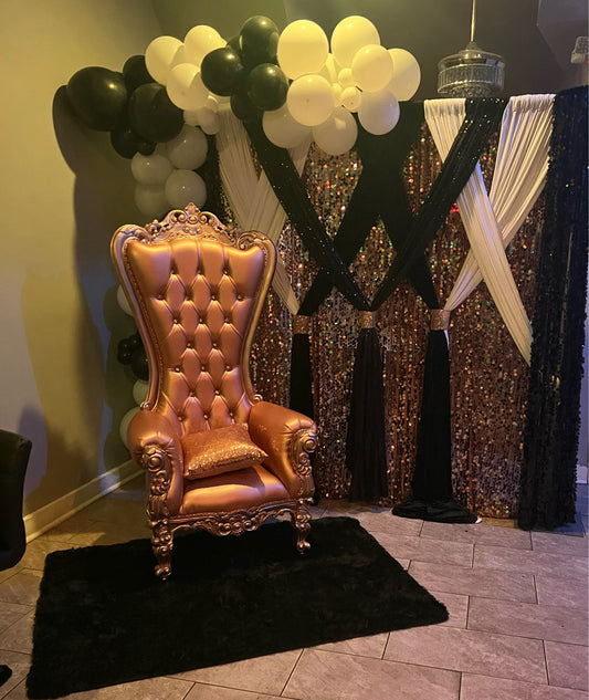 Gold leather throne chair