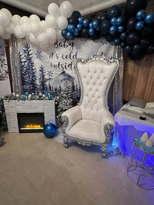 White & silver throne chair